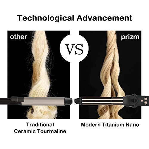 Prizm 1 Inch Wavy Professional Rotating Curling Iron, Nano Titanium Auto Spin Curling Wand Hair Curler With 11 Adjustable Temps 250°F To 450°F, Anti-Scald & Dual Voltage 4 Prizm 1 Inch Wavy Professional Rotating Curling Iron, Nano Titanium Auto Spin Curling Wand Hair Curler With 11 Adjustable Temps 250°F To 450°F, Anti-Scald & Dual Voltage - Image 4