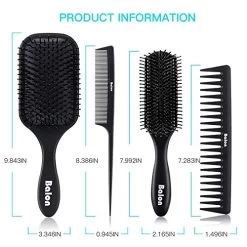 4Pcs Paddle Hair Brush, Detangling Brush And Hair Comb Set For Men And Women, Great On Wet Or Dry Hair, No More Tangle Hairbrush For Long Thick Thin Curly Natural Hair -Boutique Wig Shop 51d12Bh9Tb5L