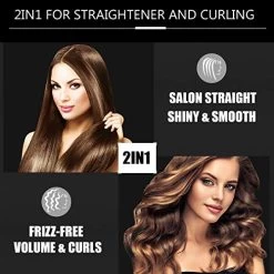 AXUF Hair Straightener, 2 In 1 Straightens & Curls With Adjustable Temp, Auto-Off Flat Iron, 1 Inch Dual Voltage – Flat Iron -Boutique Wig Shop 51dmC1A90LL