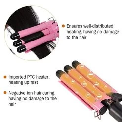 MODVICA 3 Barrel Curling Iron Wand 26mm Hair Waver Temperature Adjustable Ceramic Hair Curling Iron (Pink) -Boutique Wig Shop 51e40e2n0IL
