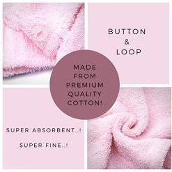 KEEPOZ Hair Towel Wrap Quick Dry 100% Cotton Super Absorbent Turban Head Wrap For Women With Button, Non Microfiber Anti Frizz Hair Products, Hair Cap For Curly, Long & Thick Hair (Pink, 1 Pc) -Boutique Wig Shop 51hLujaBseL