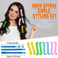 42 Pieces Spiral Curlers Wave Curls Kit, No Heat Hair Curlers Styling, 40 Pieces Hair Curler Rollers Curling Rods 2 Pieces Styling Hooks For Hair Supplies (30 Cm A/ 11.81 Inch) -Boutique Wig Shop 51queT LhL