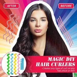 28 Pieces Hair Curlers Spiral Curls No Heat Wave Hair Curlers Styling Kit With 2 Pieces Styling Hooks For Most Kinds Of Hairstyles (45 Cm, Assorted Color) -Boutique Wig Shop 51r060dX8wL