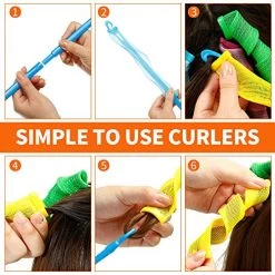 36 Pieces No Heat Hair Curlers Spiral Curl Styling Kit Spiral Curlers Hair Roller Curler For Extra Long Hair Most Kinds Of Hairstyles (Pink, Blue, Yellow, Green, Orange, Purple, 30 Cm/ 12 Inch) -Boutique Wig Shop 51rlGKFenvL
