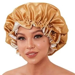 Satin Bonnet For Long Hair, Silk Bonnet For Curly Hair Bonnets For Black Women, Satin Hair Bonnets For Sleeping Silk Hair Wrap(Light Yellow)
