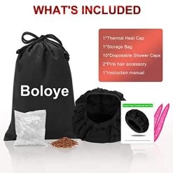 Flaxseed Deep Conditioning Heat Cap – Boloye Cordless 100% Safe Microwave Hot Cap For Natural Curly Textured Hair Care, Drying, Styling, Curling, Universal Size (10 PCS One-time Shower Cap) (Black) 13 Flaxseed Deep Conditioning Heat Cap – Boloye Cordless 100% Safe Microwave Hot Cap For Natural Curly Textured Hair Care, Drying, Styling, Curling, Universal Size (10 PCS One-time Shower Cap) (Black) -Boutique Wig Shop 51seqACG eL