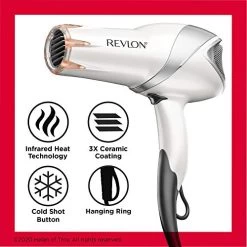 REVLON Infrared Hair Dryer | 1875 Watts Of Maximum Shine, Softness And Control, (White) -Boutique Wig Shop 51u1efVCpyL