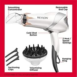 REVLON Infrared Hair Dryer | 1875 Watts Of Maximum Shine, Softness And Control, (White) -Boutique Wig Shop 51venCP1QtL