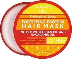 Arvazallia Fortifying Protein Hair Mask And Deep Conditioner With Argan Oil And Macadamia Oil Hair Repair Treatment For Damaged, Brittle, Or Thinning Hair – Promotes Natural Hair Growth