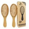 Pack Of 2 Bamboo Hair Brushes, 100% Natural Eco-friendly Hair Brush With Bamboo Bristles, Massages Scalp Anti-Static Hair Detangle For All Types, Lightweight (Oval)