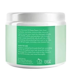 Pure Body Naturals Coconut Oil Hair Mask, Deep Conditioning Hair Treatment For Dry Damaged And Color Treated Hair, Sulfate Free Hair Conditioner, Moisturizes, Repairs, 8.8 Fl Oz -Boutique Wig Shop 51zE0e8bYbL