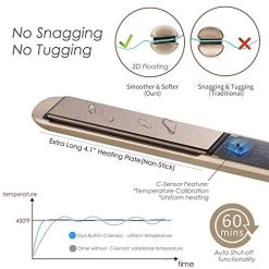 NITION Professional Salon Hair Straightener Argan Oil Ceramic Tourmaline Titanium Straightening Flat Iron For Healthy Styling,LCD 265°F-450°F,2-in-1 Curling Iron For All Hair Type,Gold,1 Inch Plate 11 NITION Professional Salon Hair Straightener Argan Oil Ceramic Tourmaline Titanium Straightening Flat Iron For Healthy Styling,LCD 265°F-450°F,2-in-1 Curling Iron For All Hair Type,Gold,1 Inch Plate -Boutique Wig Shop 51zyvRioMbL