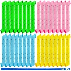 42 Pieces Spiral Curlers Wave Curls Kit, No Heat Hair Curlers Styling, 40 Pieces Hair Curler Rollers Curling Rods 2 Pieces Styling Hooks For Hair Supplies (45 Cm A/ 17.7 Inch)