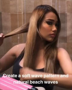 MODVICA 3 Barrel Curling Iron Wand 26mm Hair Waver Temperature Adjustable Ceramic Hair Curling Iron (Pink) -Boutique Wig Shop 6193ZijPXZL