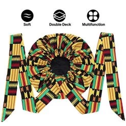 Satin Bonnet For Black Women Satin Lined Headwrap, Silk Bonnet For Curly Hair Bonnet For Sleeping Ankara African Print Head Scarf Head Wrap (Yellow) -Boutique Wig Shop 61x7Jimwl3L