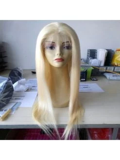 Blonde Remy Human Hair Straight Lace Front Wigs For Ladies