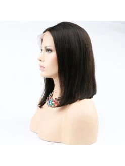 Medium Bob Full Lace Human Hair Wigs For Black Women Brazilian Virgin Hair Wavy