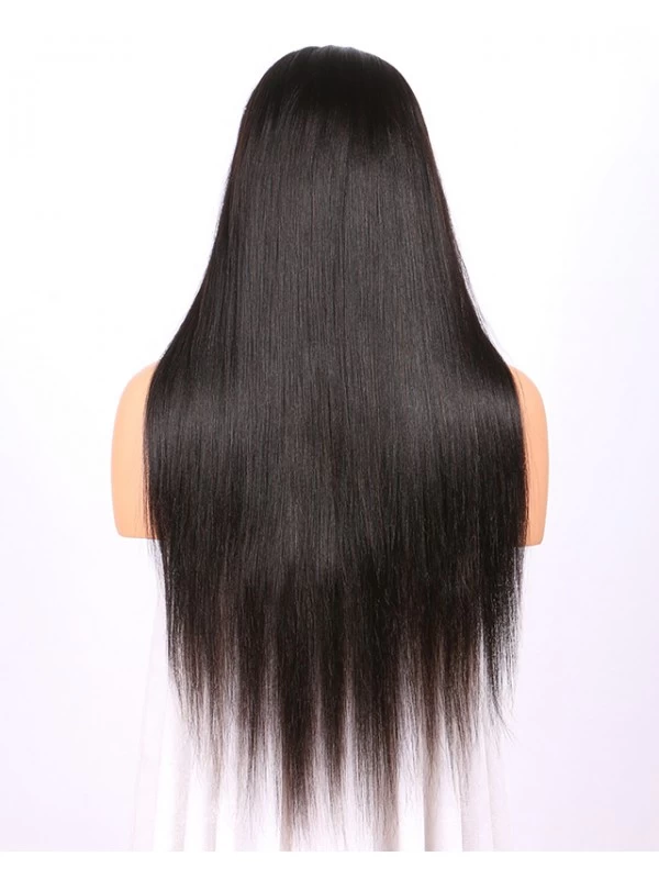 Glueless Full Lace Wigs With Baby Hair Natural Color Brazilian Remy Human Hair Wigs Yaki Straight 130 Density 2 Glueless Full Lace Wigs With Baby Hair Natural Color Brazilian Remy Human Hair Wigs Yaki Straight 130 Density - Image 2