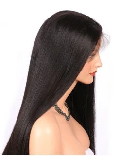 Glueless Full Lace Wigs With Baby Hair Natural Color Brazilian Remy Human Hair Wigs Yaki Straight 130 Density 6 Glueless Full Lace Wigs With Baby Hair Natural Color Brazilian Remy Human Hair Wigs Yaki Straight 130 Density -Boutique Wig Shop abhf710005 2