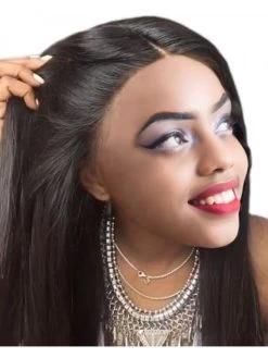 Lace Front Human Hair Wigs For Black Women Peruvian Lace Wigs Pre Plucked With Baby Hair And Bangs Non-Remy