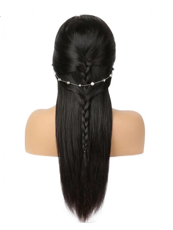 Lace Front Human Hair Wigs For Black Women Remy Brazilian Straight Black Hair Pre Plucked With Natural Hairline 4 Lace Front Human Hair Wigs For Black Women Remy Brazilian Straight Black Hair Pre Plucked With Natural Hairline - Image 4