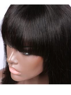 Straight Lace Front Wigs With Bangs Indian Human Hair Bob Natural Color Non-Remy 8-16'' 130denisty For Black Women 7 Straight Lace Front Wigs With Bangs Indian Human Hair Bob Natural Color Non-Remy 8-16'' 130denisty For Black Women -Boutique Wig Shop abhl710034 2
