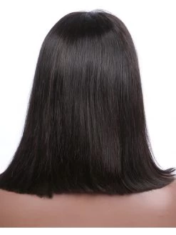 Straight Lace Front Wigs With Bangs Indian Human Hair Bob Natural Color Non-Remy 8-16'' 130denisty For Black Women 8 Straight Lace Front Wigs With Bangs Indian Human Hair Bob Natural Color Non-Remy 8-16'' 130denisty For Black Women -Boutique Wig Shop abhl710034 3