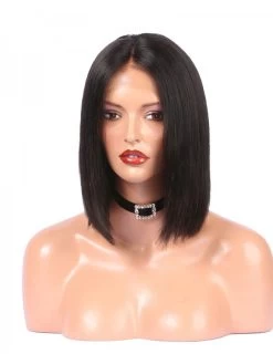 Lace Front Human Hair Wigs For Black Women Straight Full End Brazilian Remy Hair Short Bob Wig Middle Part Pre Plucked