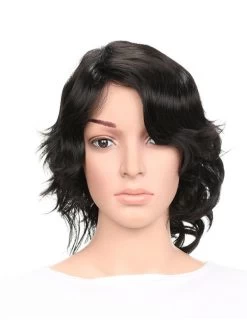 Synthetic Short Wigs For Women Black Curl Hair With Side Bangs Hairstyle