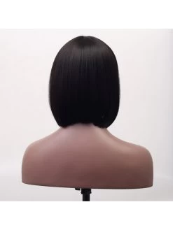 Dark Brown Synthetic Hair Women Full Fringe Short Bob Wigs -Boutique Wig Shop aurica dark brown 2 heat resistant synthetic hair women full fringe short bob wigs 2