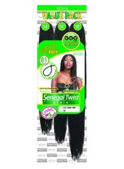 Beshe Synthetic Crochet Senegal Twist Value Pack (14, 16, 18 INCHES)
