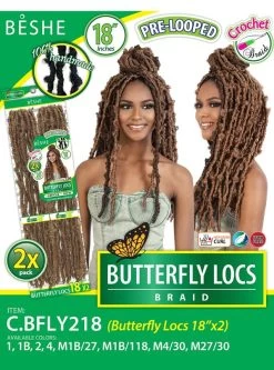Beshe Feather Lite 2X BUTTERFLY LOCS Crochet Braid 18 C.BFLY218