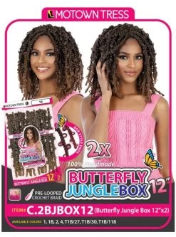 Motown Tress 2X BUTTERFLY JUNGLE BOX Crochet Braid 12 -Boutique Wig Shop c.2bjbox124m