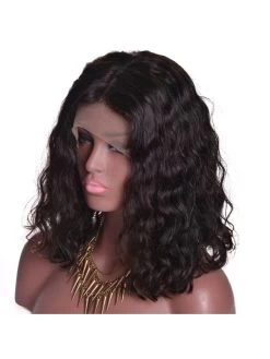 Medium Lace Front Human Hair Bob Wigs With Baby Hair