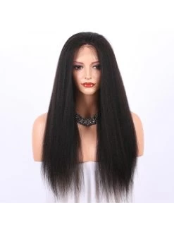 Yaki Lace Front Human Hair Wigs For Black Women Brazilian Wigs With Baby Hair -Boutique Wig Shop italian yaki lace front human hair wigs for black women brazilian remy bleached knots glueless full 4