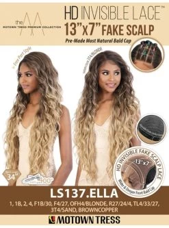 Motown Tress Premium Synthetic 13x7 HD Invisible Fake Scalp Lace Wig - -Boutique Wig Shop ls137.ella6m