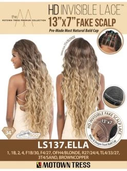Motown Tress Premium Synthetic 13x7 HD Invisible Fake Scalp Lace Wig - -Boutique Wig Shop ls137.ella7m