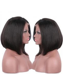 Straight Full Lace Human Hair Wigs Bob Natural Color For Black Women
