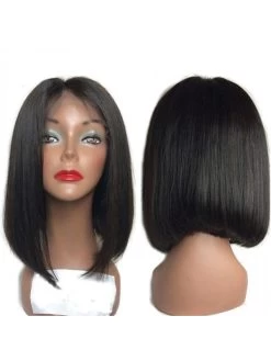 Boutique Wig Shop -Boutique Wig Shop luffy non remy brazilian straight silk base full lace human hair wigs short bob natural color 2