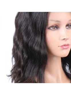 Mono Human Hair Short Bob Natural Wave Lace Front Wigs