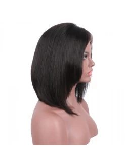 Straight Lace Front Wigs Indian Hair Short Bob With Bangs