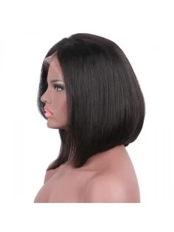 Straight Lace Front Wigs Indian Hair Short Bob With Bangs -Boutique Wig Shop luffy straight non remy 13 6 lace front wigs indian hair short bob with bangs natural 4