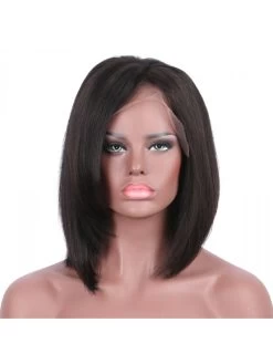 Straight Lace Front Wigs Indian Hair Short Bob With Bangs -Boutique Wig Shop luffy straight non remy 13 6 lace front wigs indian hair short bob with bangs natural 5