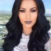 Lace Front Long Synthetic Hair Wavy Black Wig Without Bangs