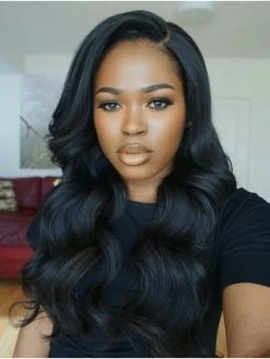 Lace Front Long Synthetic Hair Wavy Wig Without Bangs