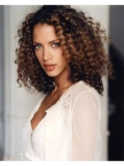 Full Lace Shoulder Length Synthetic Hair Curly Brown Wig Without Bangs