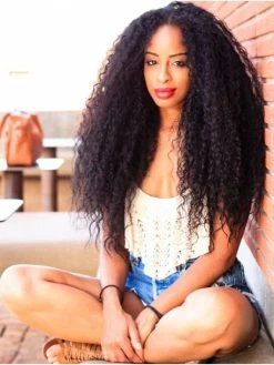 Full Lace Long Synthetic Hair Curly Auburn Wig Without Bangs