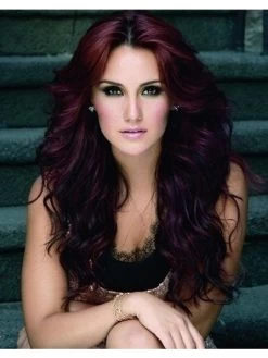 Lace Front Long Synthetic Hair Wavy Auburn Layered Wig