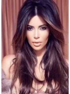 Lace Front Long Remy Human Hair Straight Brown Wig Without Bangs