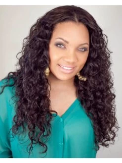Lace Front Long Synthetic Hair Curly Auburn Wig Without Bangs